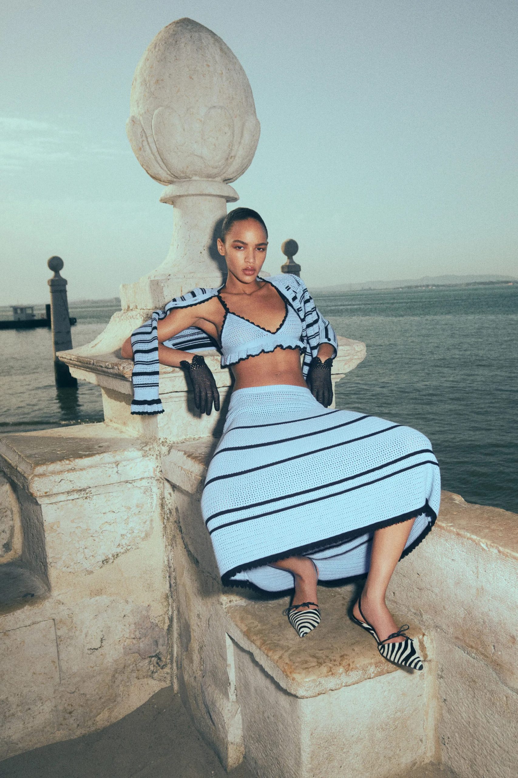 Striped Knit Set: Bralette, Cardigan, and Flared Skirt for Resort Chic — Vacation Dresses 2027