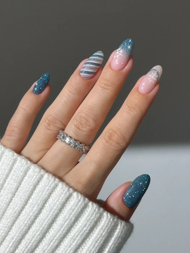 Glossy With Glitter Visual Idea Glossy With Glitter Visual Idea — Winter Gel Nail Colors 2027