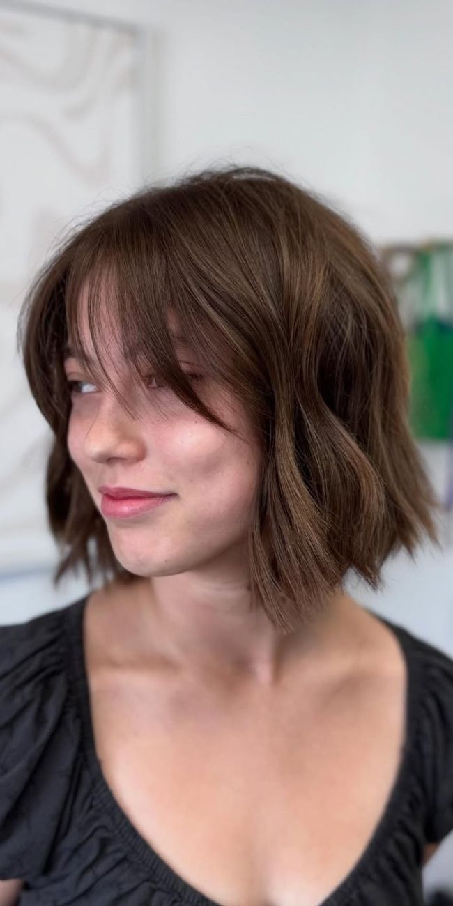 Chin-Length Bob with Soft Curtain Bangs Chin-Length Bob with Soft Curtain Bangs — Wash and Go Hairstyles 2027