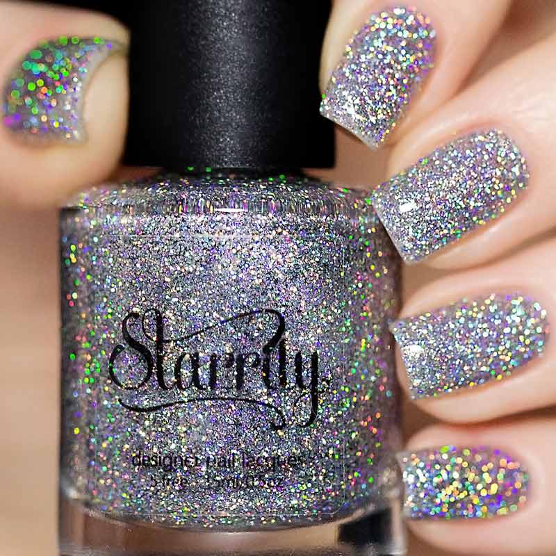 Short Oval All-Over Holographic Silver Glitter Short Oval All-Over Holographic Silver Glitter — Glitter Nails 2027