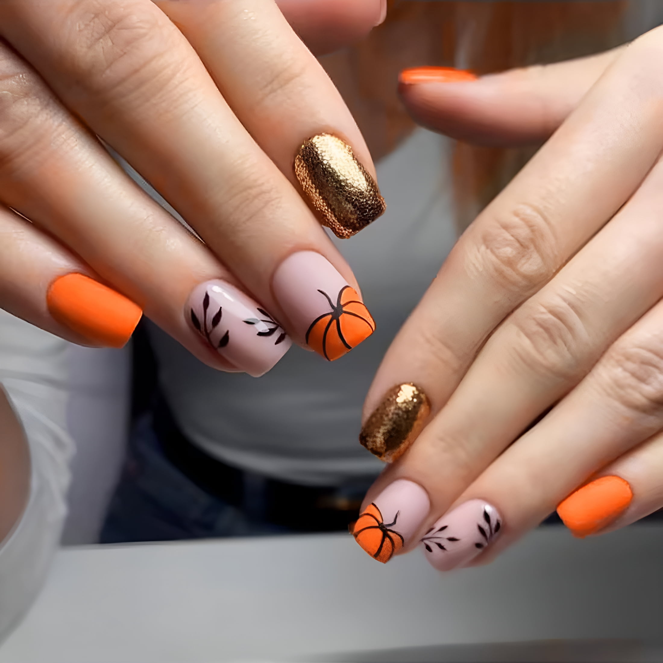 Glossy And Metallic Visual Idea — Thanksgiving Nails 2026