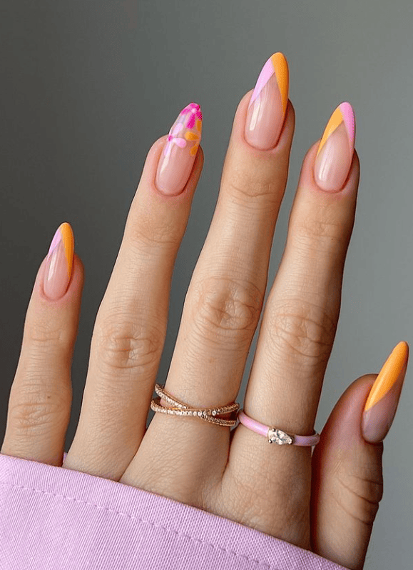 Colorful Abstract French Almond Nails Colorful Abstract French Almond Nails — Spring Acrylic Nails 2027