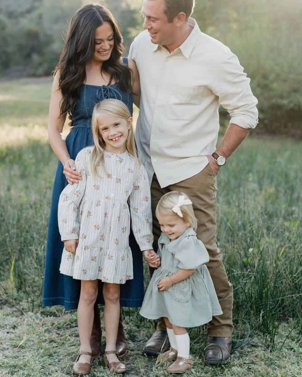 Denim Midi Dress and Pastel Tones for a Casual Spring Gathering — Easter Family Photo Outfits 2027