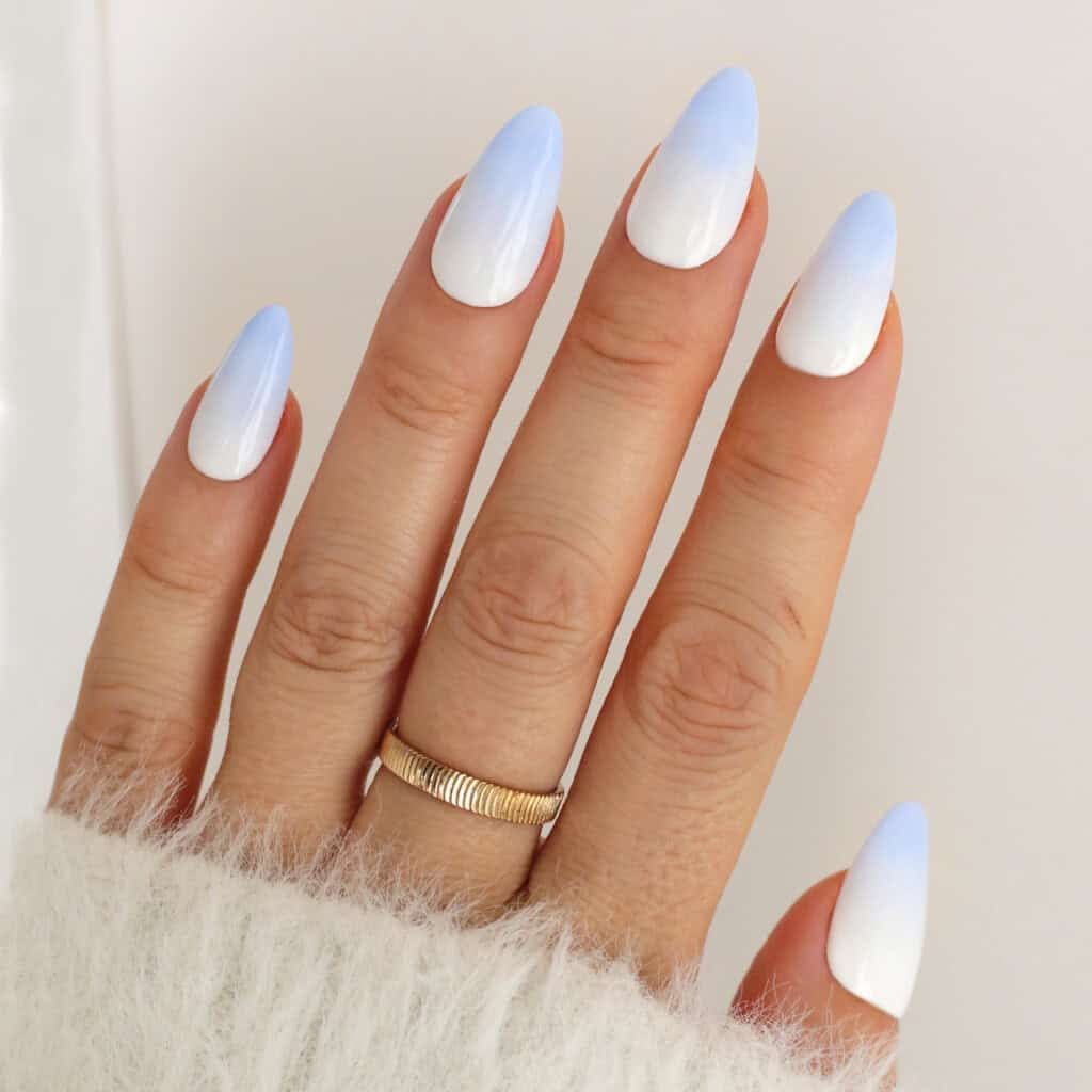 Pale Blue White Icy Gradient — Winter Ombre Nails 2027
