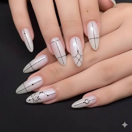 Shimmer Glossy Visual Idea Shimmer Glossy Visual Idea — Minimal Line Art Nails 2027
