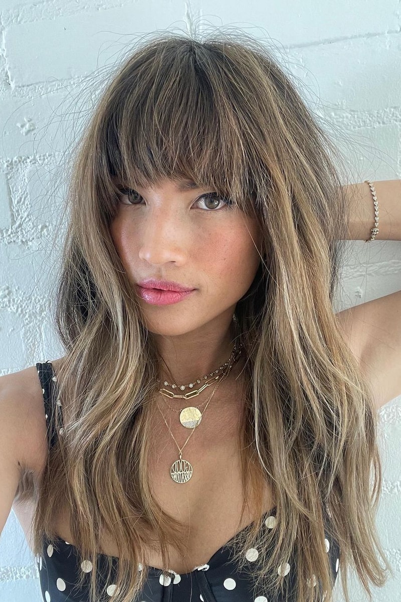 Brunette With Blonde Balayage And Bangs — Spring Balayage 2027
