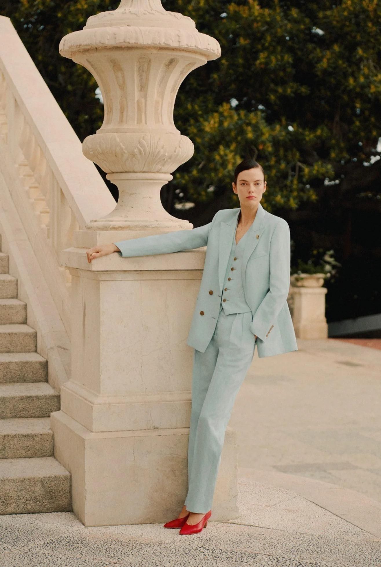 Pale Blue Linen Blend Suit for a Modern Wedding — Summer Wedding Outfits 2027