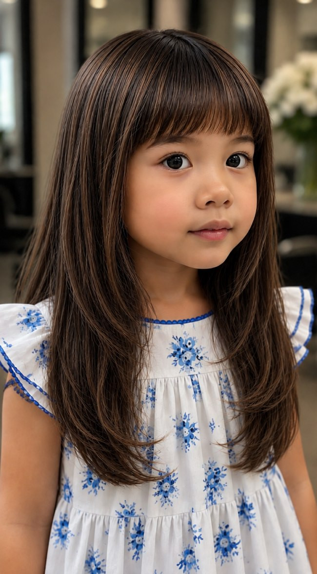 Sleek Long Hair With Blunt Bangs Sleek Long Hair With Blunt Bangs — Bangs 2027 for Kids