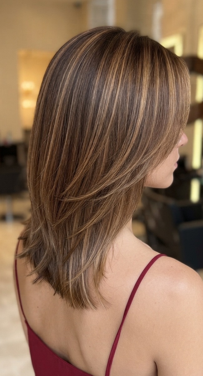 Fine Caramel Highlights on Lob Fine Caramel Highlights on Lob — Highlights on Brown Hair 2027
