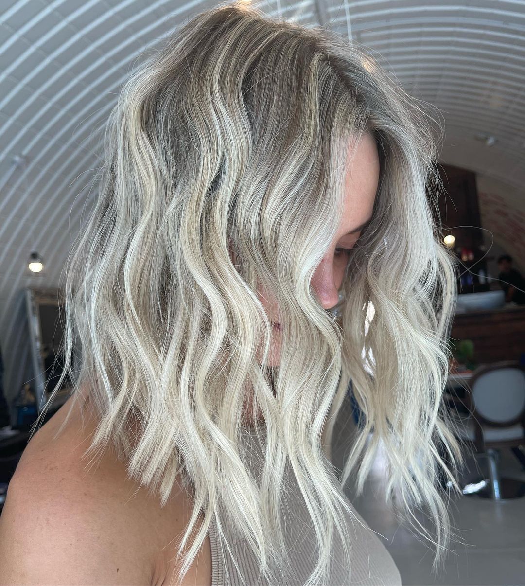 Platinum Blonde With Root Shadow Visual Idea — Beach Waves 2027