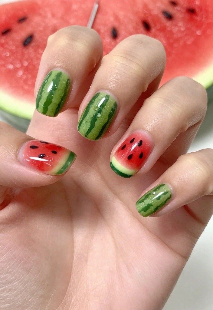 Short Jelly Watermelon Rind Nails Short Jelly Watermelon Rind Nails — Watermelon Nails 2027