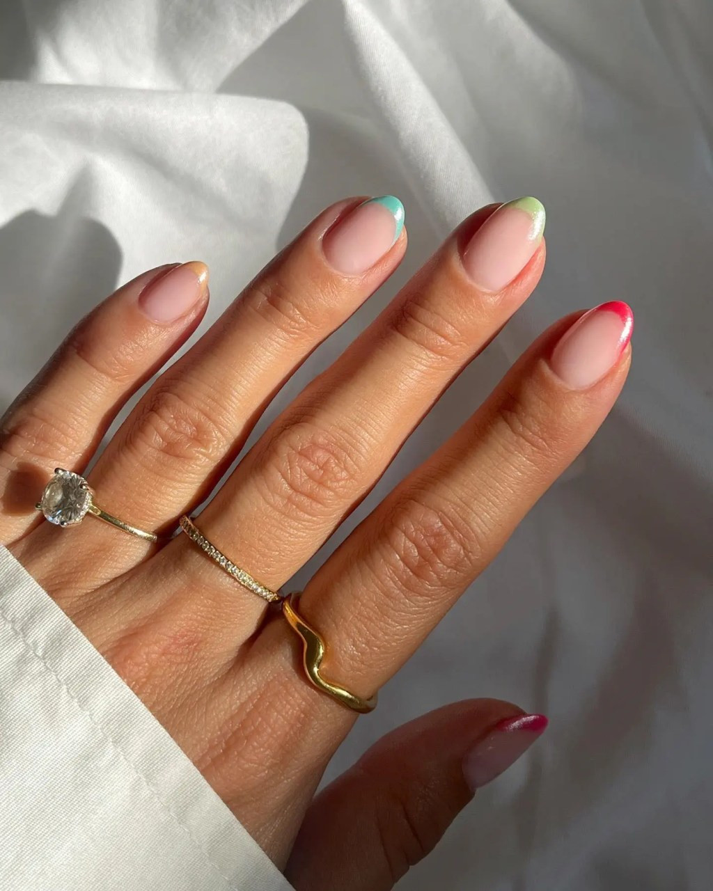 Colored French Tips On Accent Nails Visual Idea Colored French Tips On Accent Nails Visual Idea — French Tip Nails 2027 for Short Nail Beds