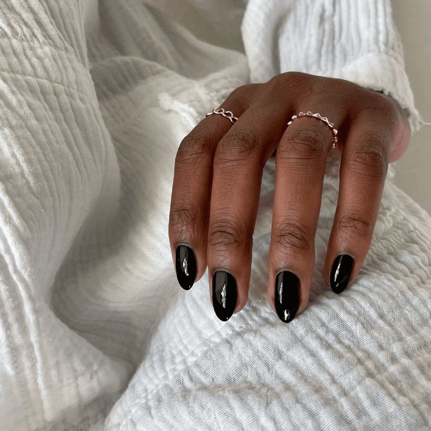 Glossy Black Almond Nails Glossy Black Almond Nails — Realtor Nails 2027