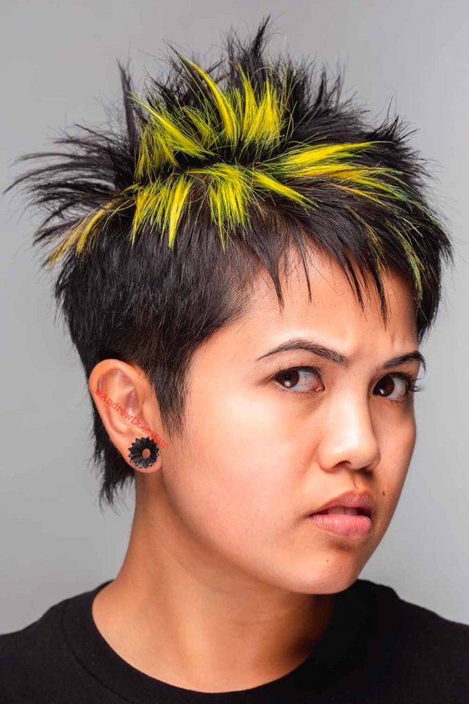 Black With Bright Yellow Highlights Visual Idea — Bold Pixie 2027