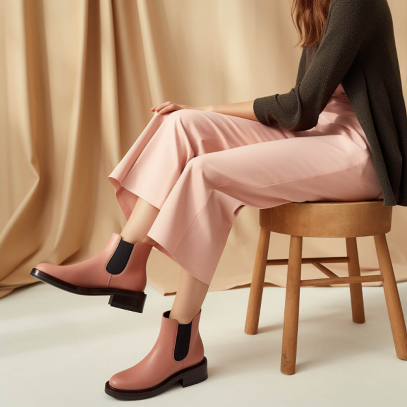 Pink Leather Chelsea Boots with Cropped Trousers Pink Leather Chelsea Boots with Cropped Trousers — Chelsea Boots Outfits 2027