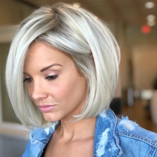Platinum Bob With Dark Roots Platinum Bob With Dark Roots — Icy Blonde 2027