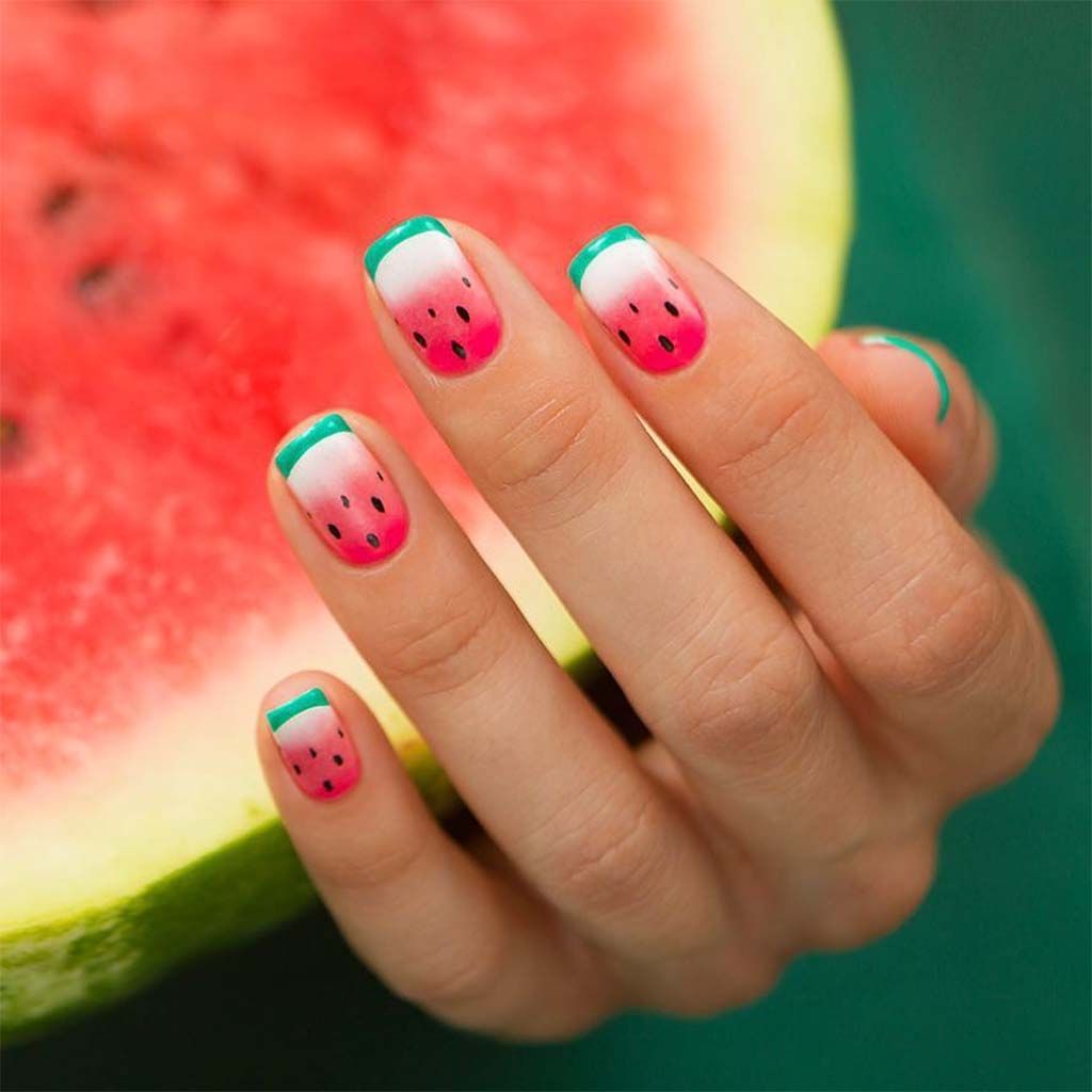 Ombre Watermelon Slice Short Square Nails Ombre Watermelon Slice Short Square Nails — Watermelon Nails 2027