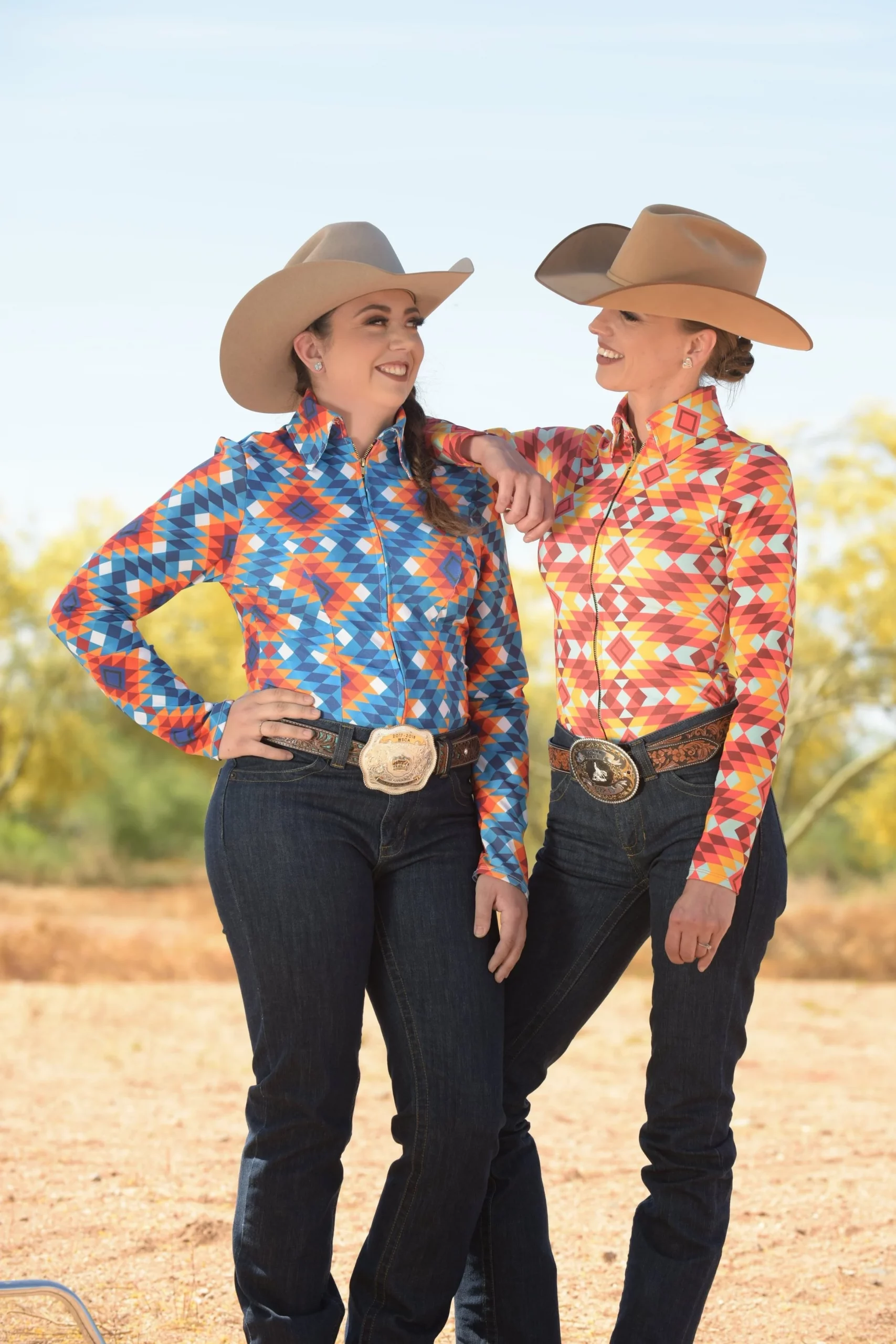 Geometric Print Shirts with Straight-Leg Jeans Geometric Print Shirts with Straight-Leg Jeans — Rodeo Outfits 2027