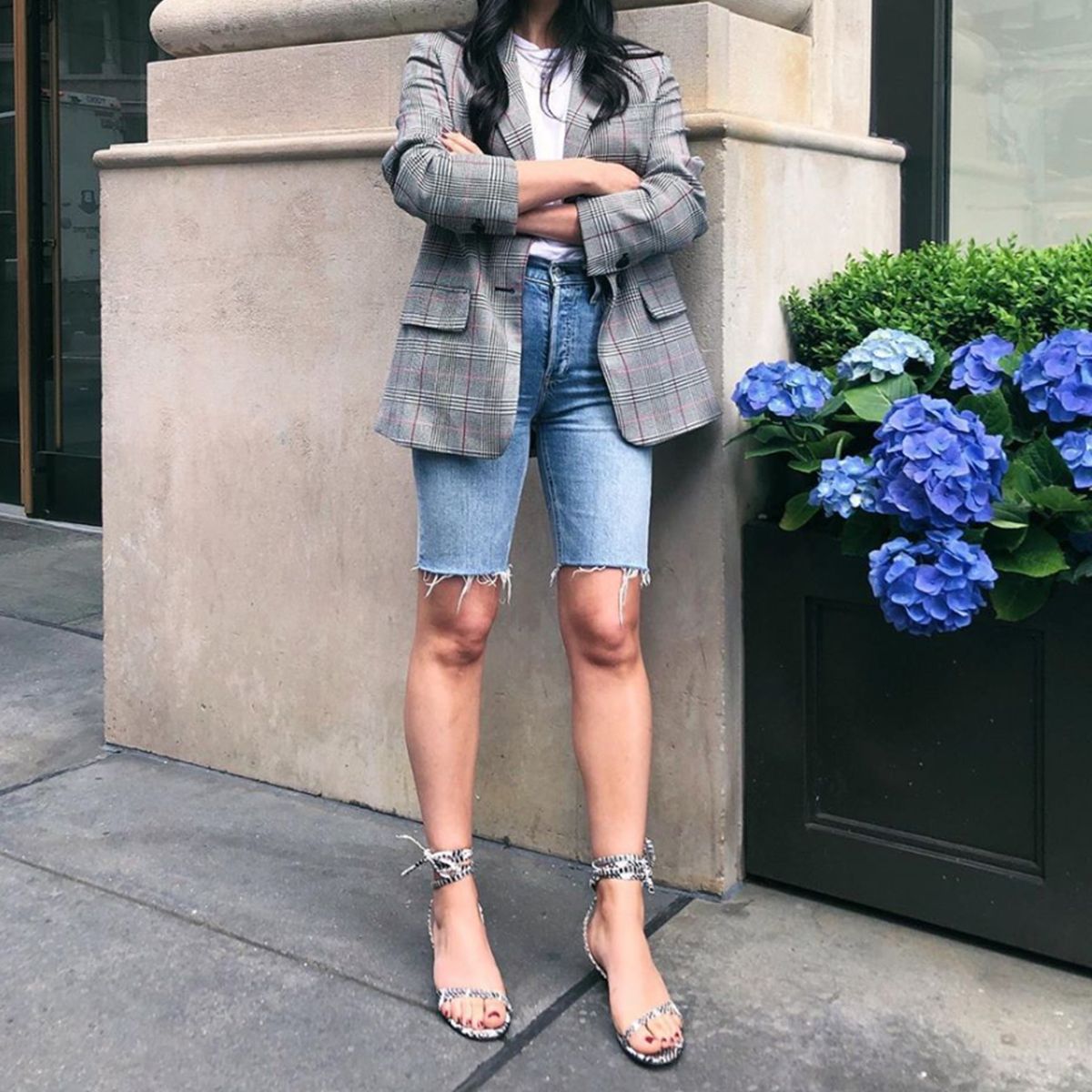 Blazer and Longline Shorts: A Polished Casual Combination — Spring Denim Shorts Outfits 2027