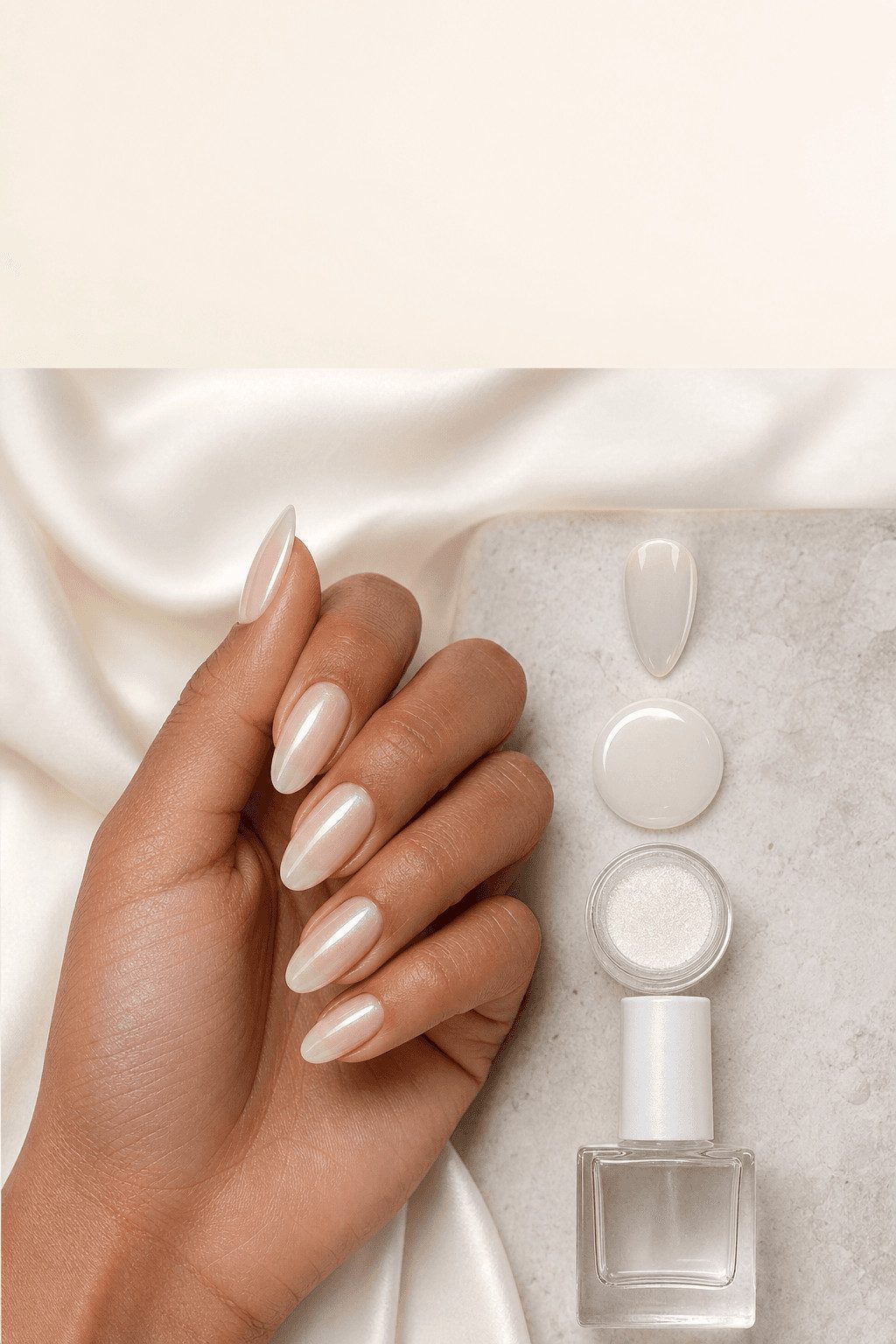 Milky Beige Pearl Shimmer Short Oval Milky Beige Pearl Shimmer Short Oval — Milky Nails 2027