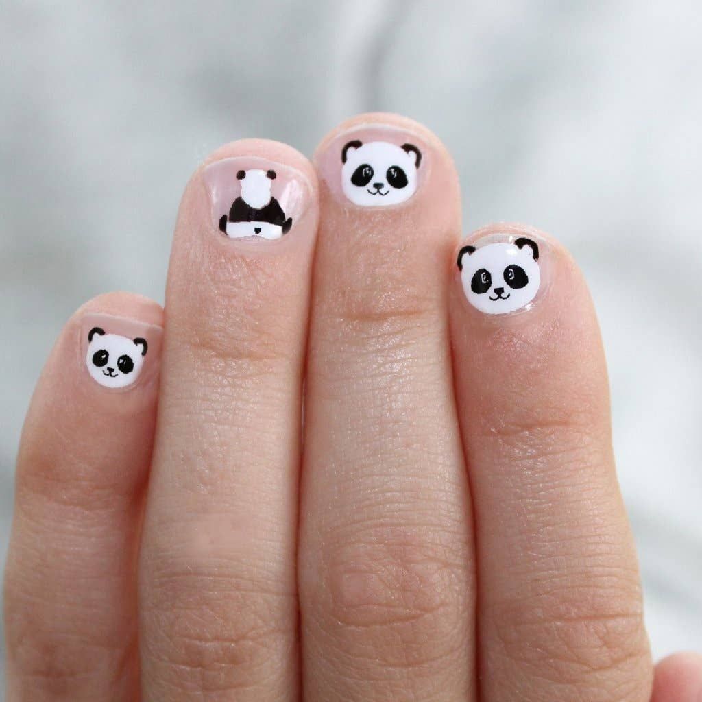 Clear Base Panda Face Stickers Clear Base Panda Face Stickers — Toddler Nails 2027