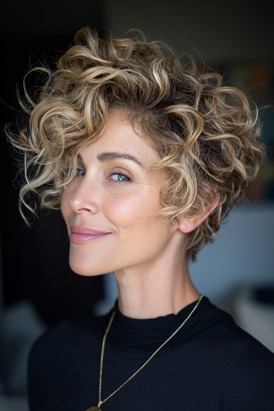 Ash Blonde Curly Pixie With Side Bangs Ash Blonde Curly Pixie With Side Bangs — Curly Haircuts 2027