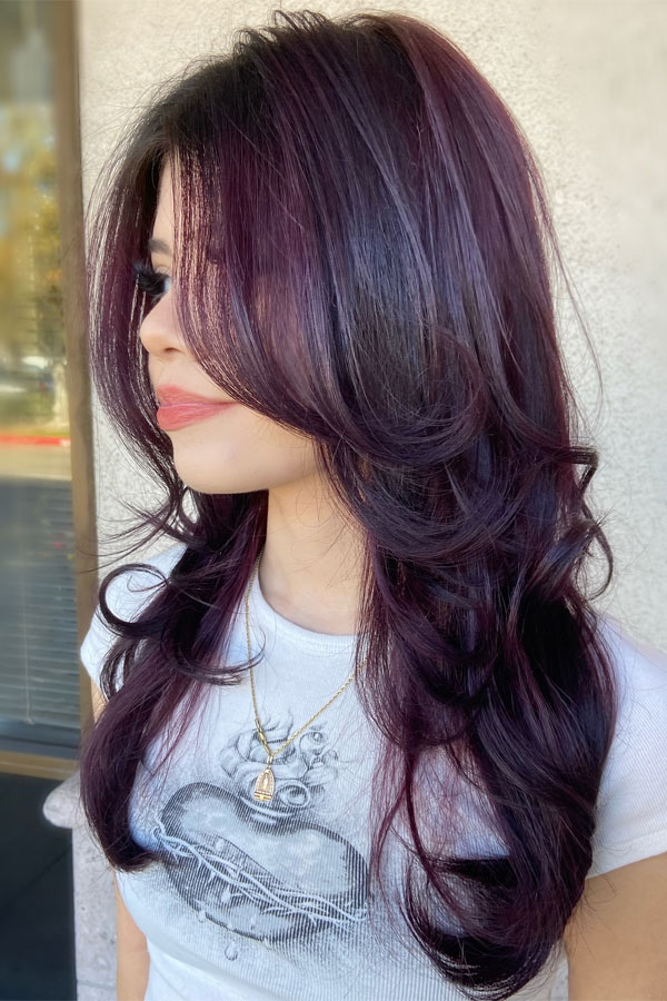 Layered Bob With Violet Plum Undertones Layered Bob With Violet Plum Undertones — Plum Hair 2027