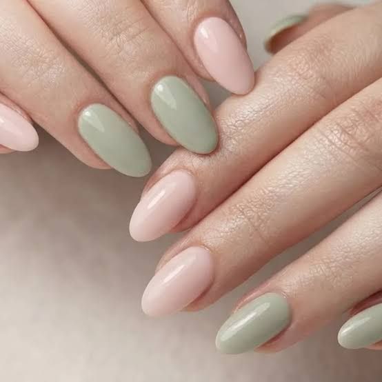 Color Block Pale Pink Sage Nails Color Block Pale Pink Sage Nails — Simple Gymnastics Nails 2027