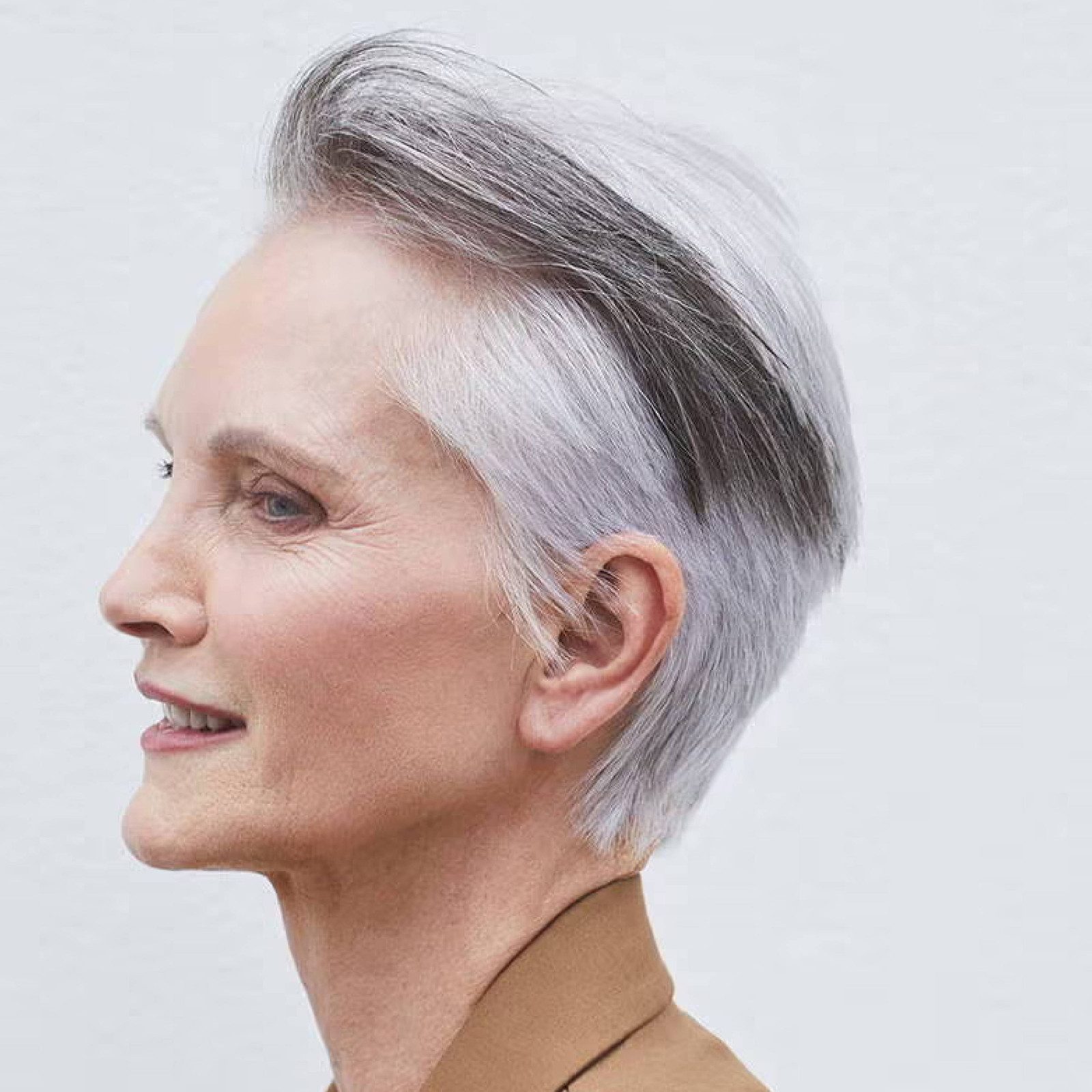 Sleek Gray Pixie With Deep Side Part Sleek Gray Pixie With Deep Side Part — Gray Blending Pixie 2027