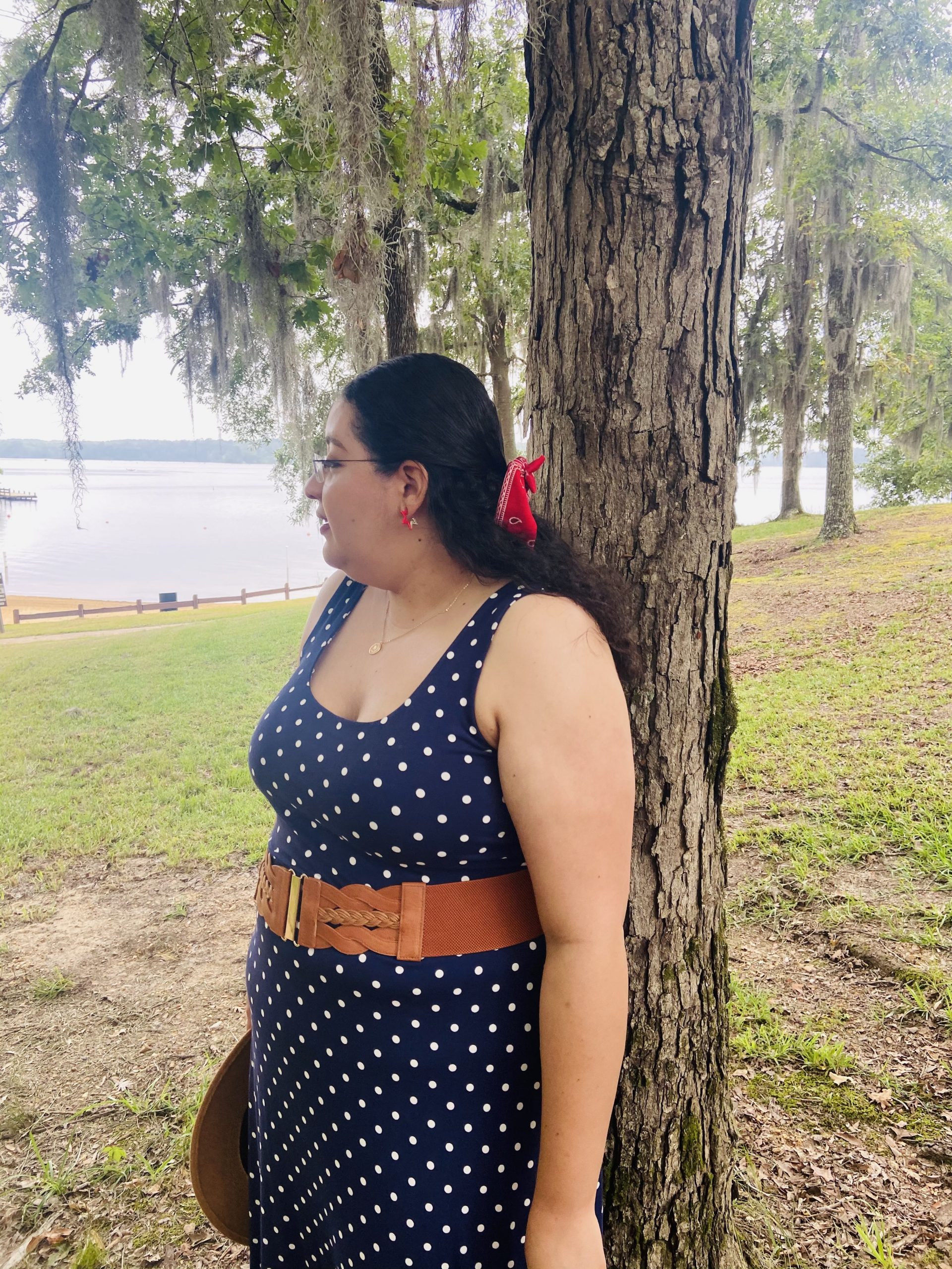 Playful Polka Dots: Navy Dress with Woven Belt Playful Polka Dots: Navy Dress with Woven Belt — Plus Size 4th of July Outfits 2027