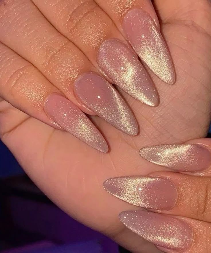 Sheer Nude Champagne Glitter — Winter Ombre Nails 2027