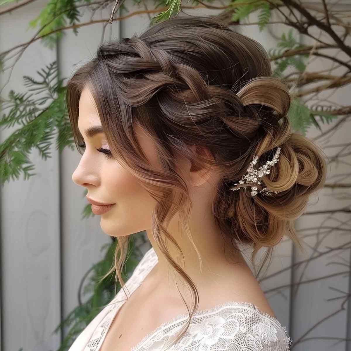 Dark Blonde Braided Updo with Accessory — Graduation Updos 2027