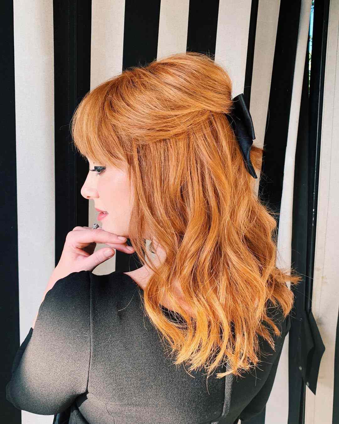Copper Collarbone With Black Bow Copper Collarbone With Black Bow — Half Up Half Down Hairstyles 2027