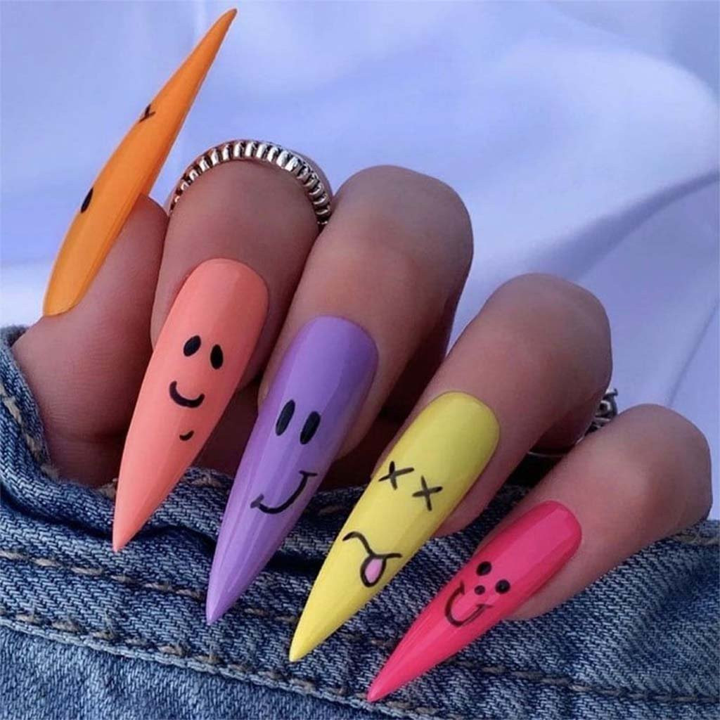Playful Visual Idea Playful Visual Idea — Pink Smiley Face Nails 2027