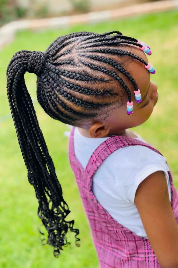 Braided Ponytail with Colorful Beads Braided Ponytail with Colorful Beads — Bangs 2027 for Kids