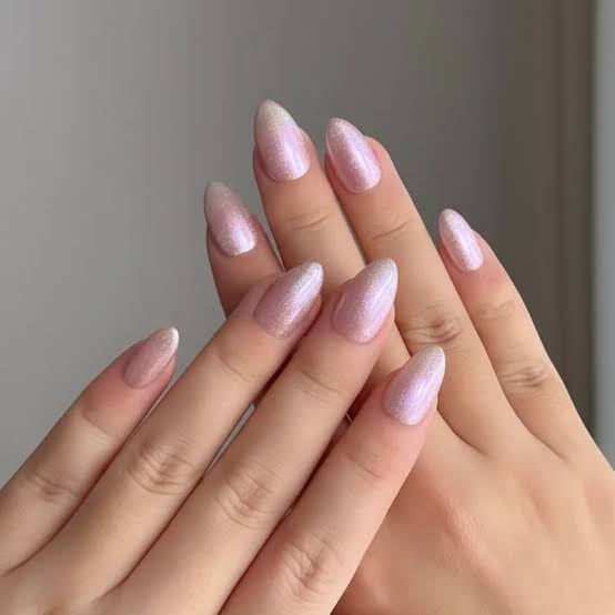 Medium Almond Iridescent Shimmer Nails Medium Almond Iridescent Shimmer Nails — Long Spring Nails 2027