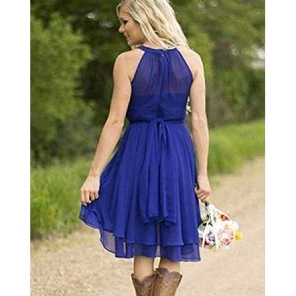 Royal Blue Tiered Dress with Cowboy Boots Royal Blue Tiered Dress with Cowboy Boots — Wedding Guest Outfits Barn 2027