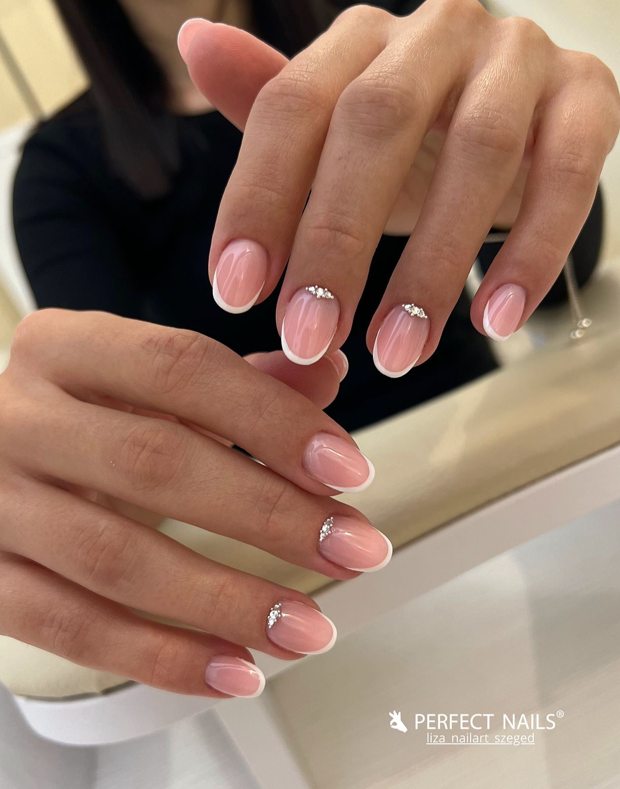 Short Square French with Rhinestones Short Square French with Rhinestones — French Tip Nails 2027 for Wide Nail Beds