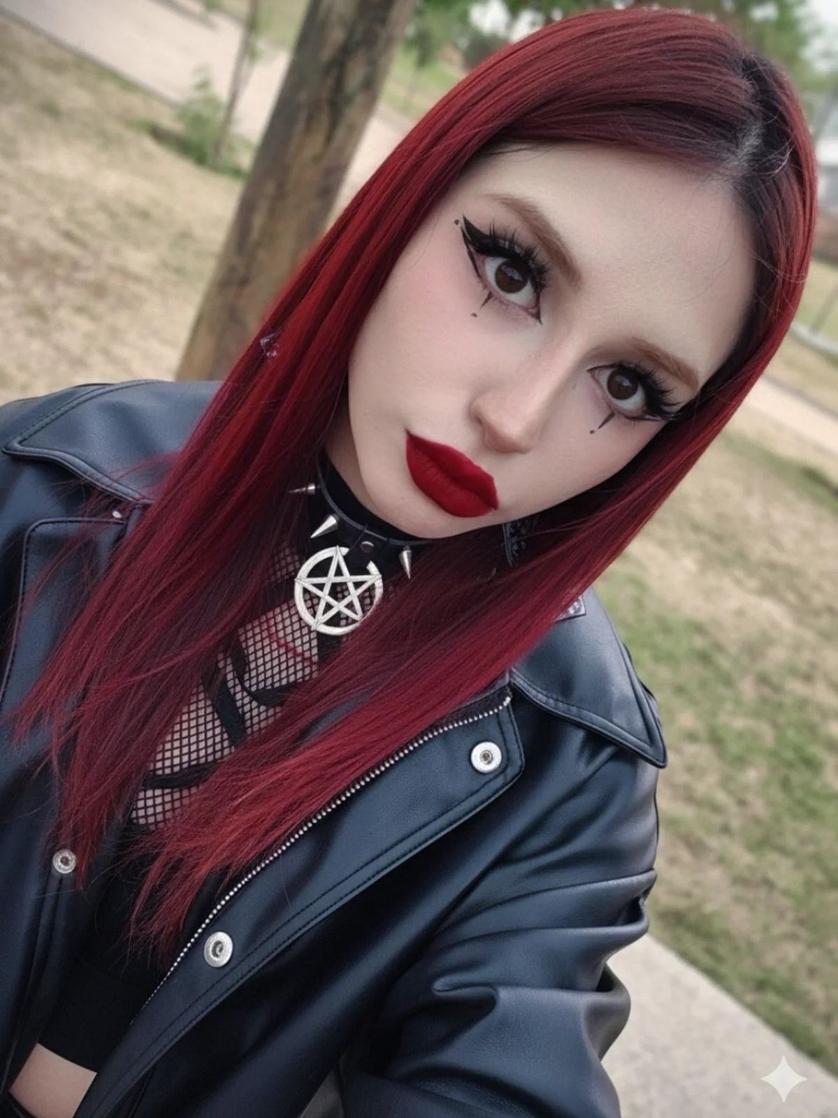 Sleek Deep Red With Darker Undertones Sleek Deep Red With Darker Undertones — Goth Hair Color 2027