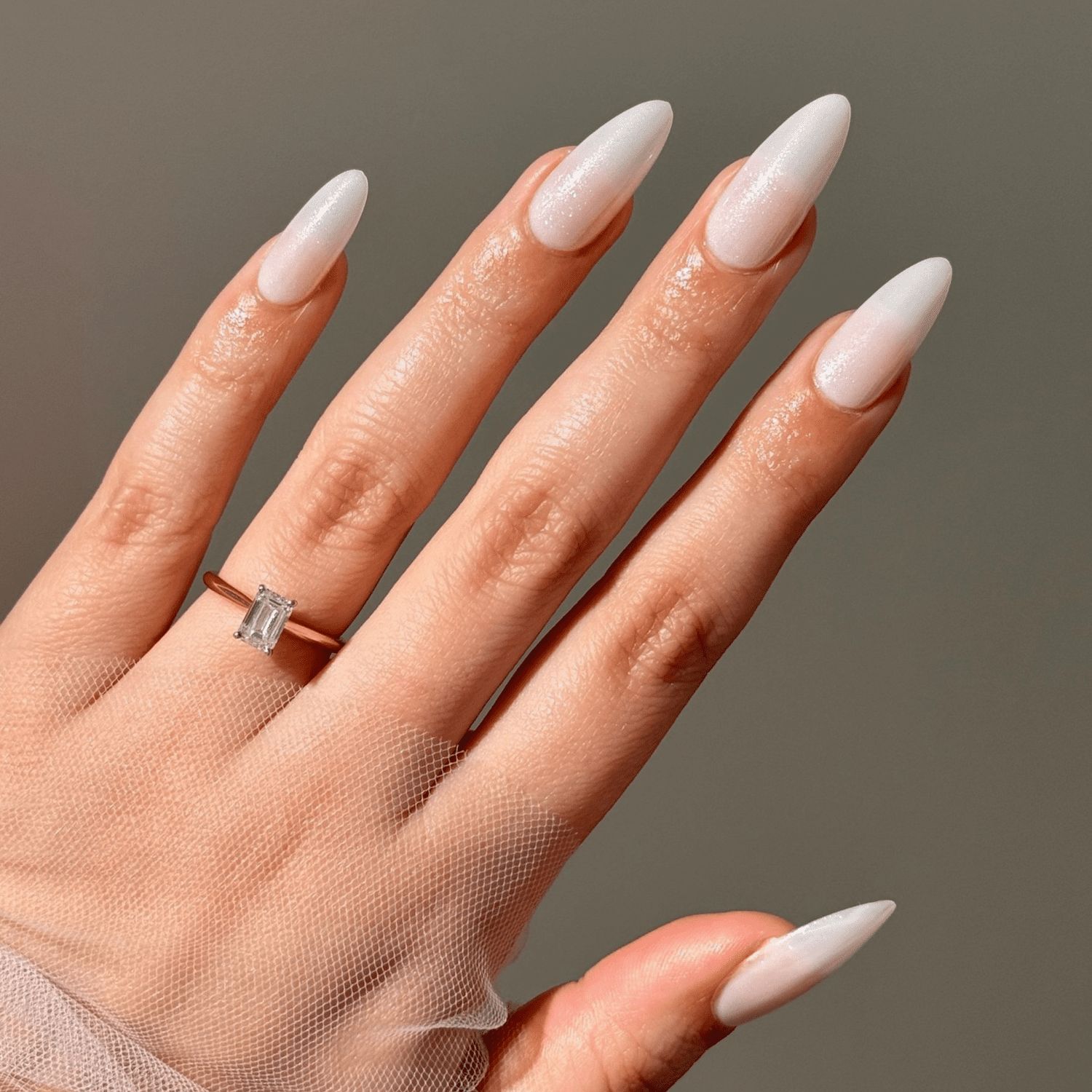 Shimmering Milky White Stiletto Nails Shimmering Milky White Stiletto Nails — Off White Nails 2027