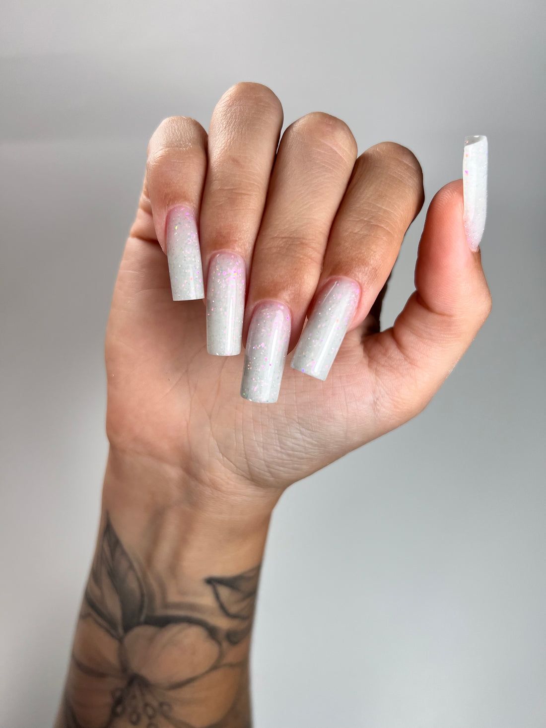 Milky White Glitter Oval Nails Milky White Glitter Oval Nails — Polygel Nails 2027