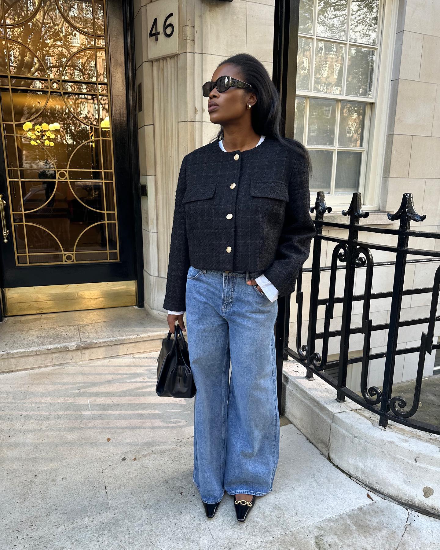 Smart Casual: Low-Rise Wide-Leg Jeans with Tweed Jacket Smart Casual: Low-Rise Wide-Leg Jeans with Tweed Jacket — Low Rise Jeans 2027