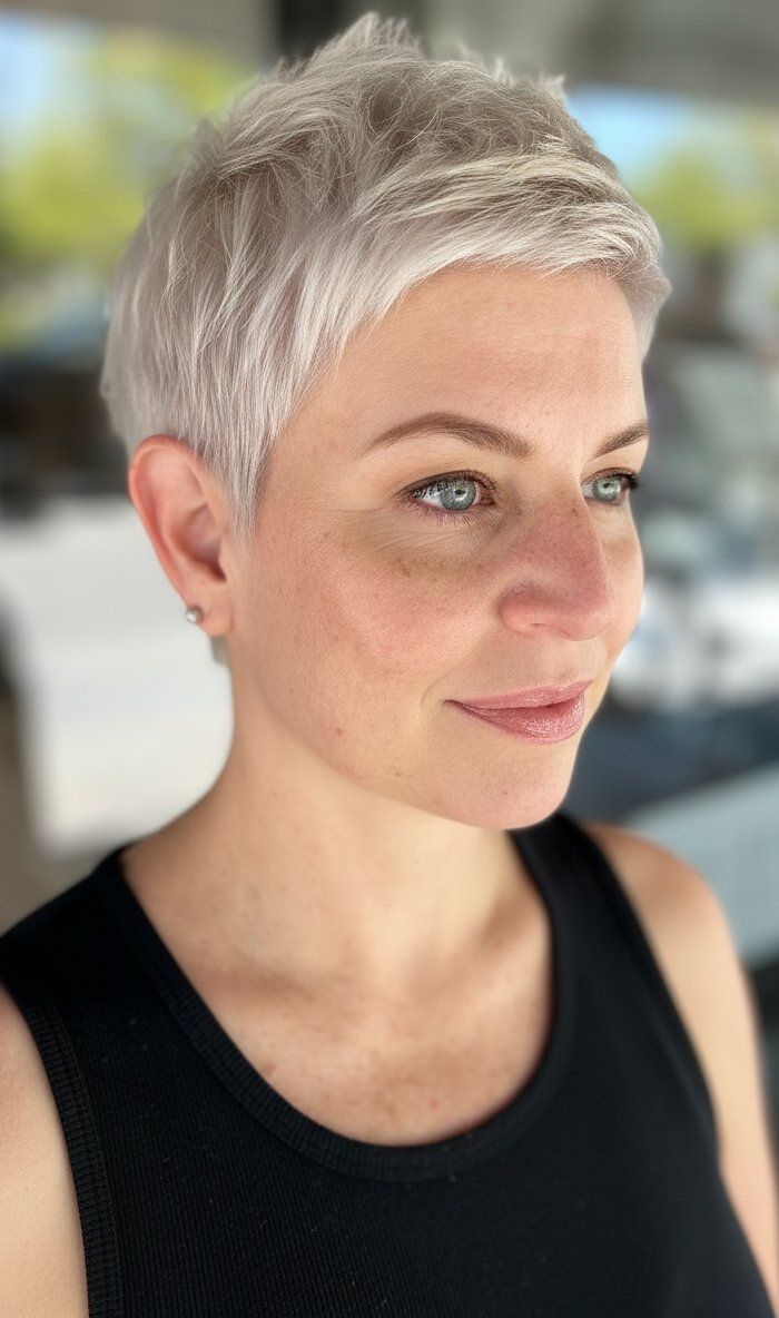 Textured Silver Frost Pixie — Silver Hair 2027