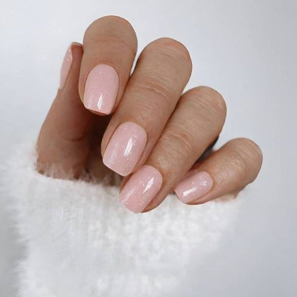 Short Square with Fine Glitter Finish Short Square with Fine Glitter Finish — Light Pink Wedding Nails 2027