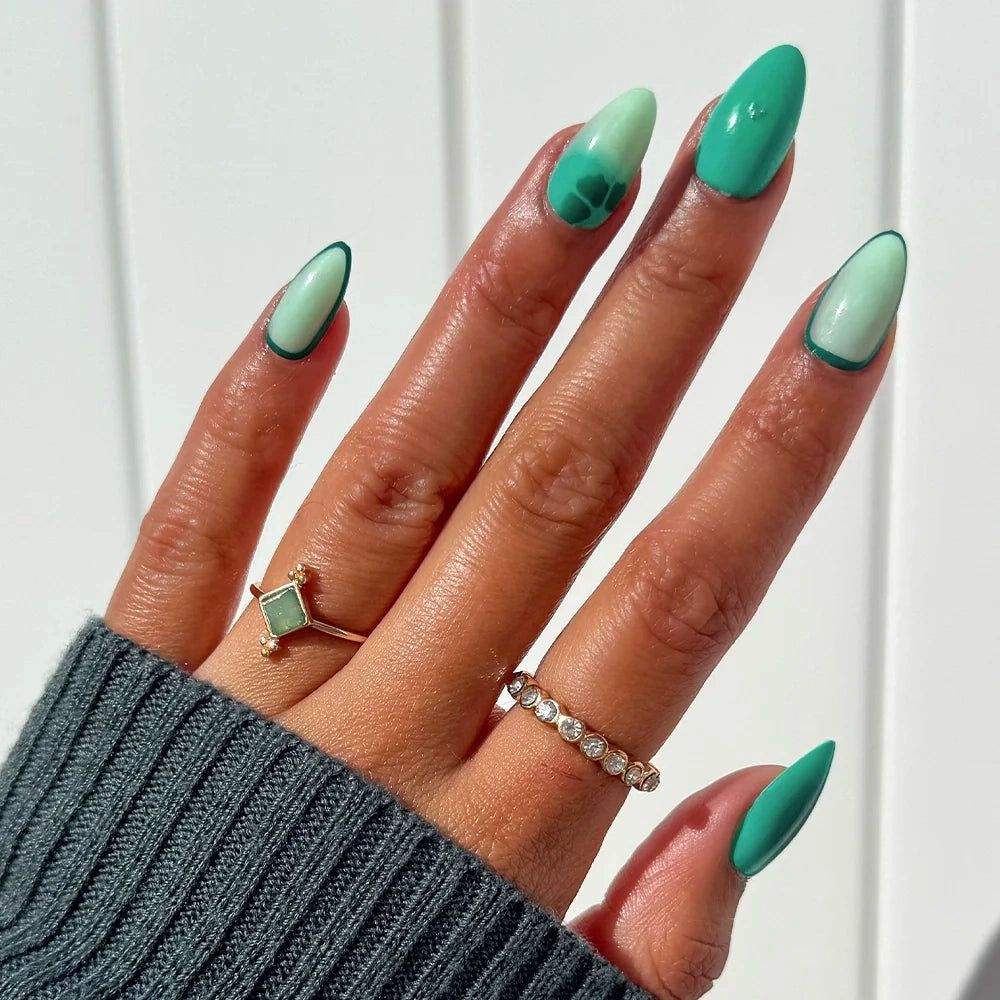 Green Ombre Double French Nails Green Ombre Double French Nails — Miami Nails 2027