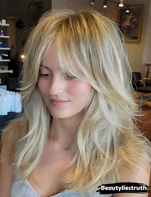 Ash Blonde With Subtle Highlights Ash Blonde Wolf Cut With Full Bangs — Long Wolf Cut 2027