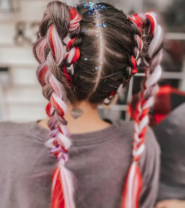 Mid-Back Two Dutch Braids With Glitter Mid-Back Two Dutch Braids With Glitter — Hairstyles 2027 for College