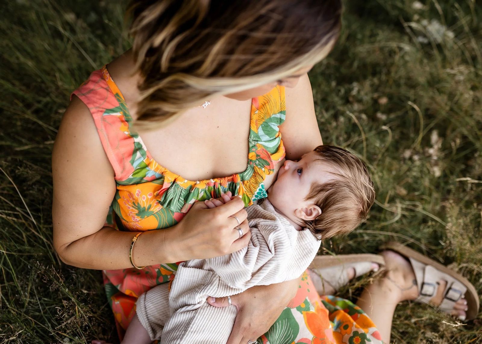 Bold Floral Midi Dress with Ruffled Details Bold Floral Midi Dress with Ruffled Details — Midi Dresses 2027 for Nursing Moms