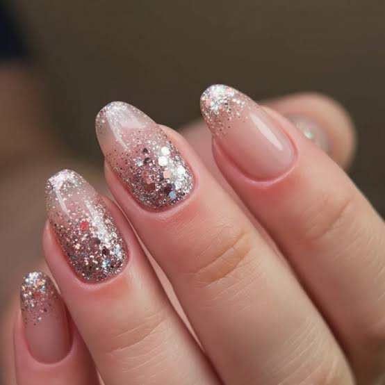Sheer Pink Silver Glitter Fade — Sparkly Prom Nails 2027