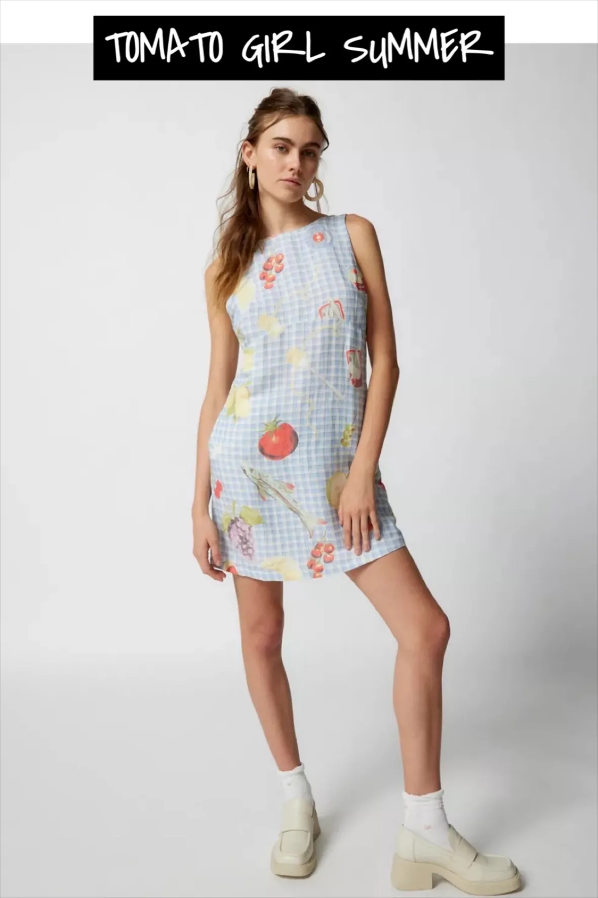 Fruit and Jar Print Mini Dress with Platform Shoes — Tomato Girl Outfits 2027